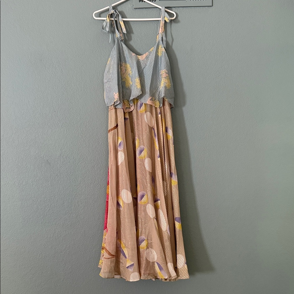 Chic Silk Striped Dress with Floral Details